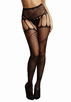 Crotchless Cut-Out Pantyhose - Black - O/S