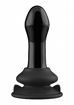 Pluggy - Glass Vibrator - With Suction Cup and Remote - Rechargeable - 10 Speed - Black