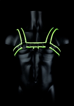 Chest Bulldog Harness  - GitD - Neon Green/Black - S/M