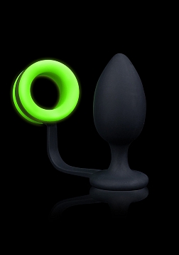 Butt Plug with Cock Ring - GitD - Neon Green/Black