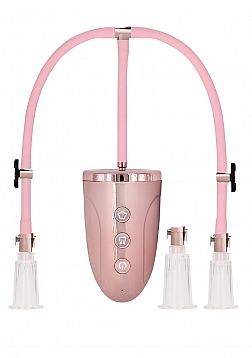 Automatic Rechargeable Clitoral & Nipple Pump Set - M - Pink